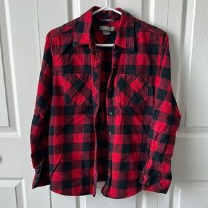 Natural Reflections Red and Black Plaid Button-Up Shirt